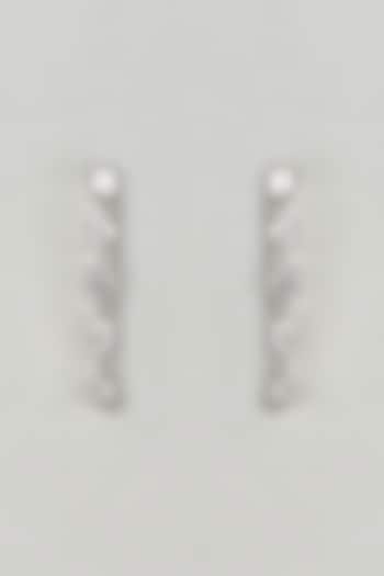White Finish Swarovski Dangler Earrings In Sterling Silver by Arista Jewels