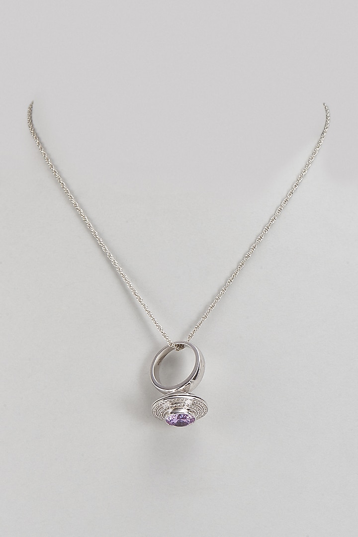 White Finish Zircon Pendant Necklace In Sterling Silver by Arista Jewels at Pernia's Pop Up Shop