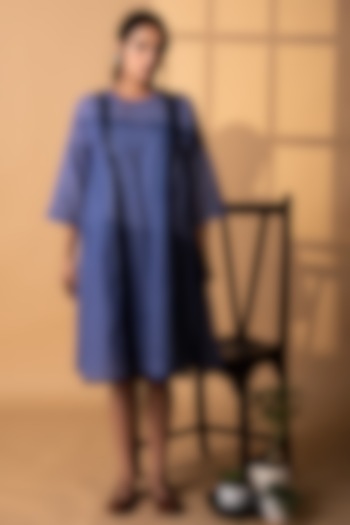 Bluish Grey Khadi Cotton Summer Dress by ARTE-ALTER at Pernia's Pop Up Shop