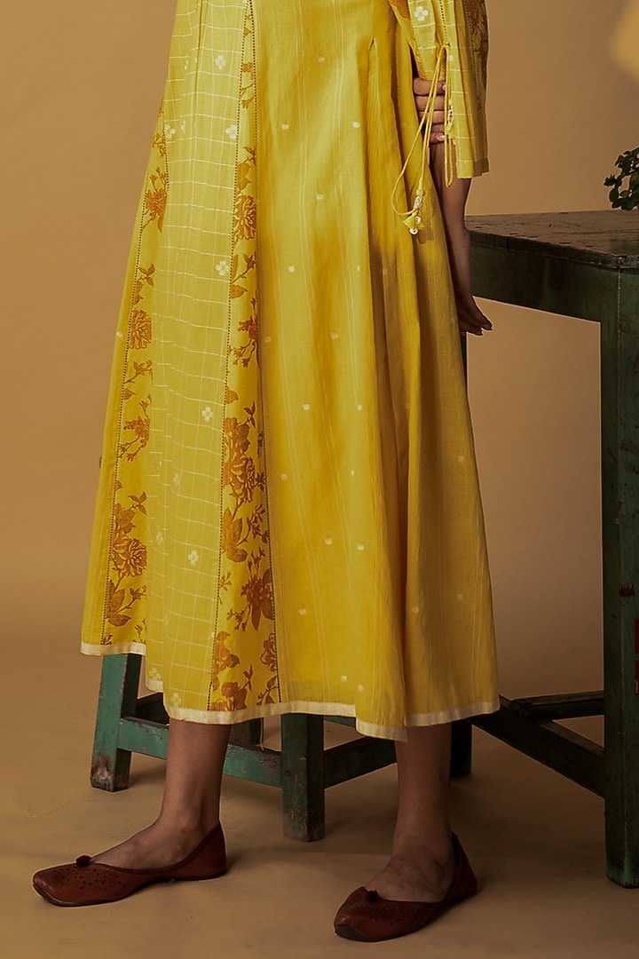 Yellow Printed Gathered Summer Dress by ARTE-ALTER at Pernia's Pop Up Shop