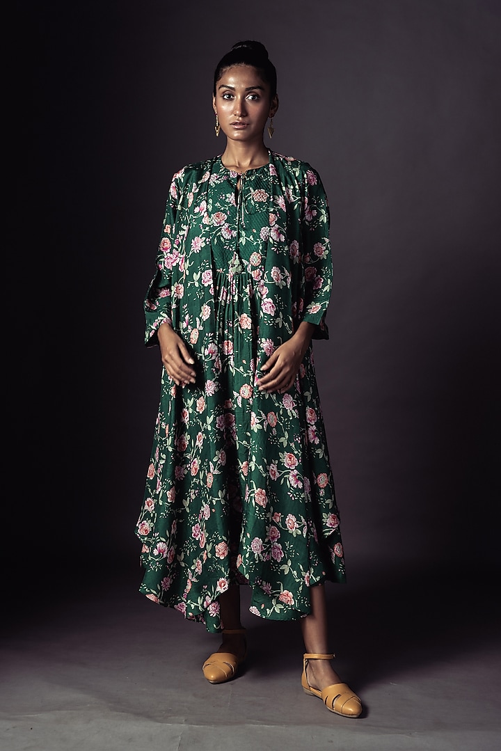 Emerald Green Printed Jacket Dress by ARTE-ALTER
