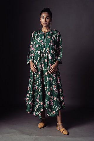 Emerald Green Printed Jacket Dress by ARTE-ALTER