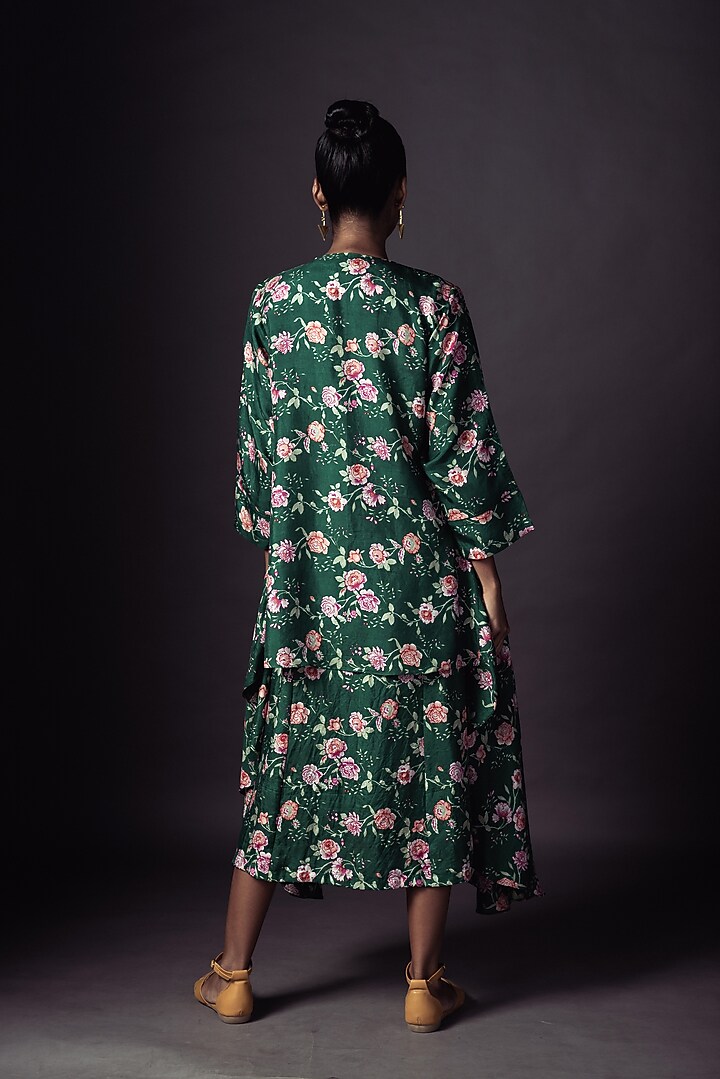 Emerald Green Printed Jacket Vacation Dress by ARTE-ALTER at Pernia's Pop Up Shop