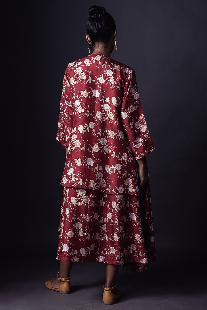 Red Printed Jacket Vacation Dress by ARTE-ALTER at Pernia's Pop Up Shop