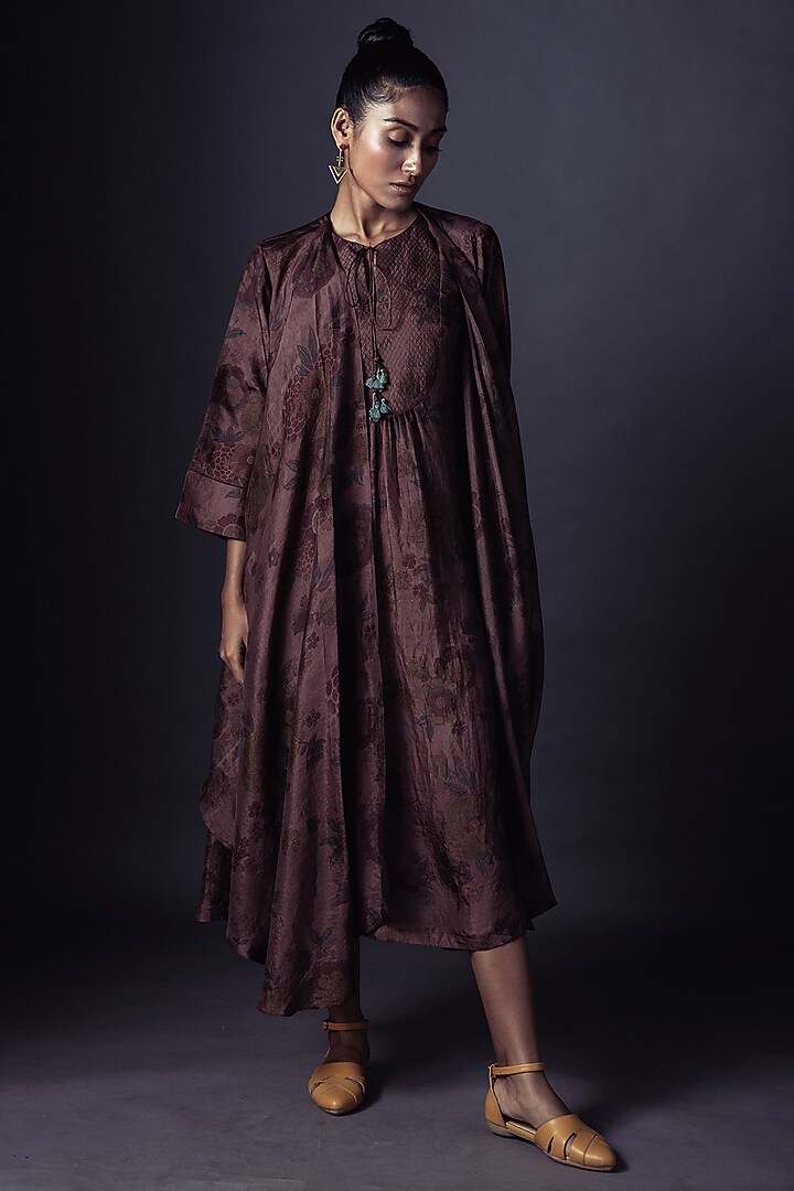 Grey Printed Jacket Vacation Dress by ARTE-ALTER at Pernia's Pop Up Shop