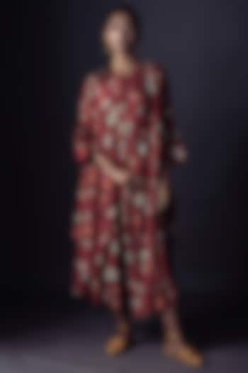 Deep Red Printed Kurta With Jacket by ARTE-ALTER