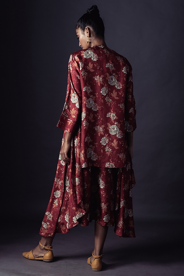 Deep Red Printed Kurta With Jacket by ARTE-ALTER at Pernia's Pop Up Shop