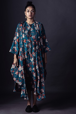 Turquoise Printed Jacket Dress by ARTE-ALTER