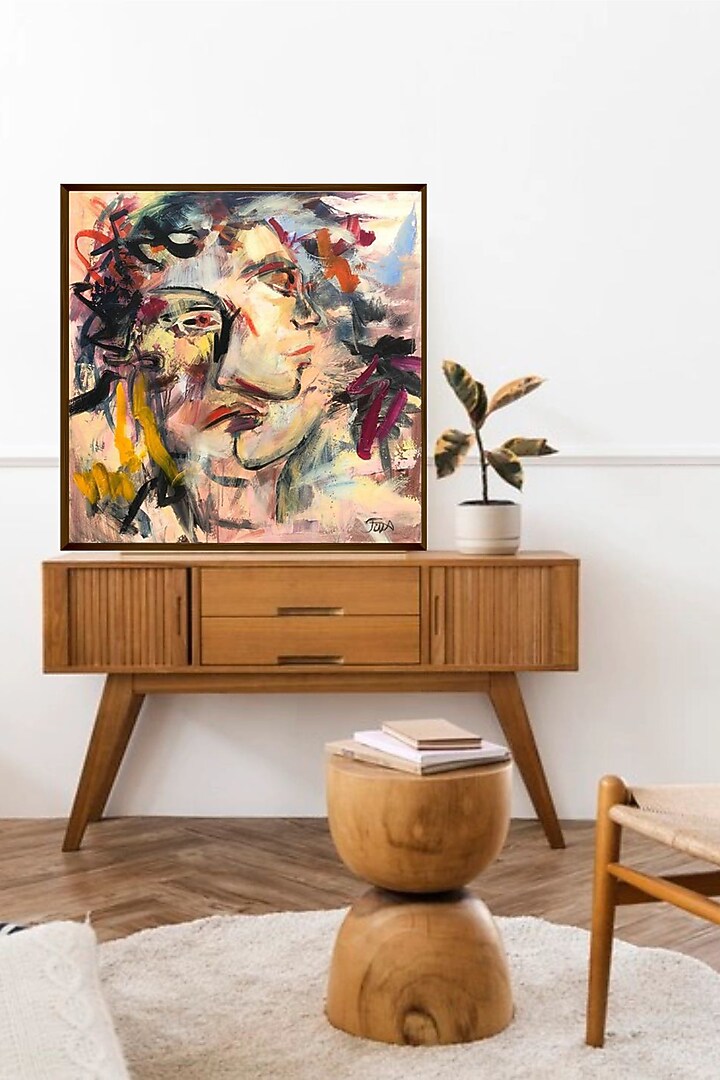 Multi-Colored Canvas & Wood Wall Painting by The Art House at Pernia's Pop Up Shop