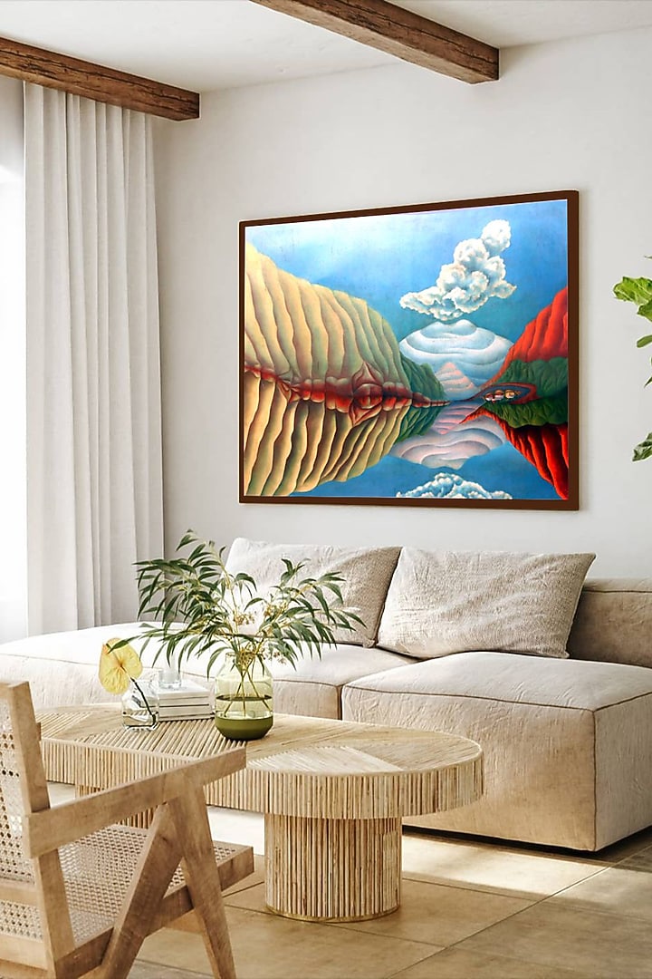 Multi-Colored Canvas & Wood Wall Painting by The Art House at Pernia's Pop Up Shop