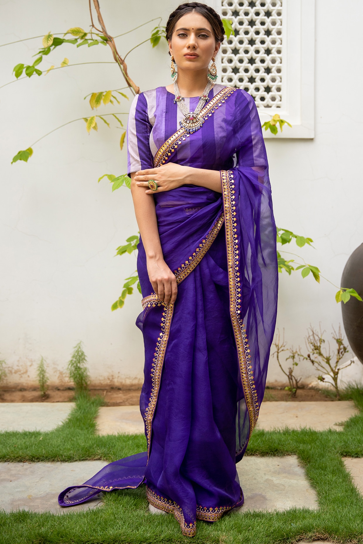 Handloom Weaving Dark Purple Pure Satin Saree