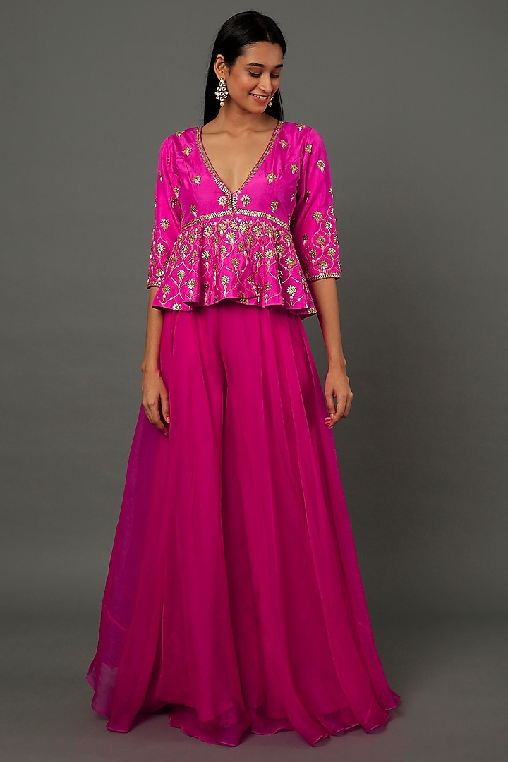 Pink Organza Pant Set by aarti Sethia at Pernia's Pop Up Shop