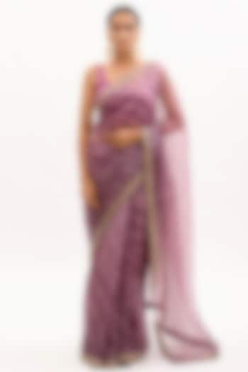 Lilac Leheriya Saree Set by aarti Sethia