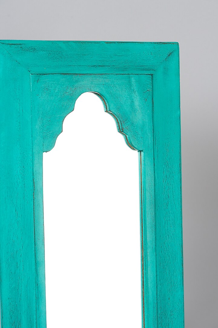 Teal Sheesham Wood Wall Mirror by Artisans Rose at Pernia's Pop Up Shop