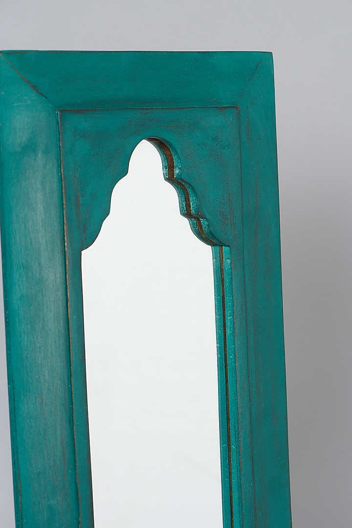 Dark Teal Sheesham Wood Wall Mirror by Artisans Rose at Pernia's Pop Up Shop