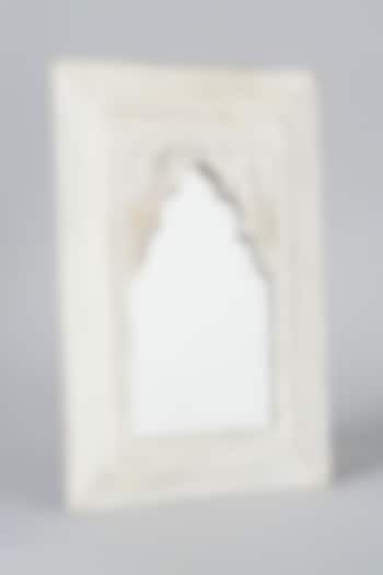 White Sheesham Wood Small Wall Mirror by Artisans Rose