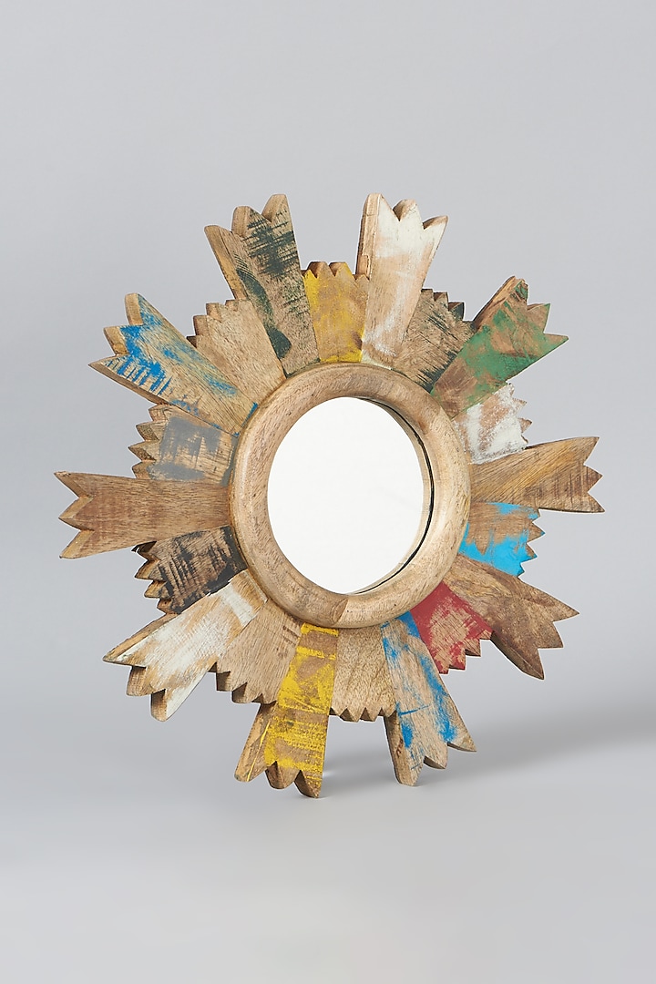 Multi-Colored Circular Wood Wall Mirror by Artisans Rose at Pernia's Pop Up Shop