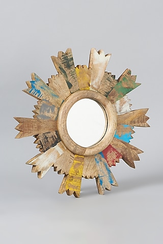 Multi-Colored Circular Wood Wall Mirror by Artisans Rose