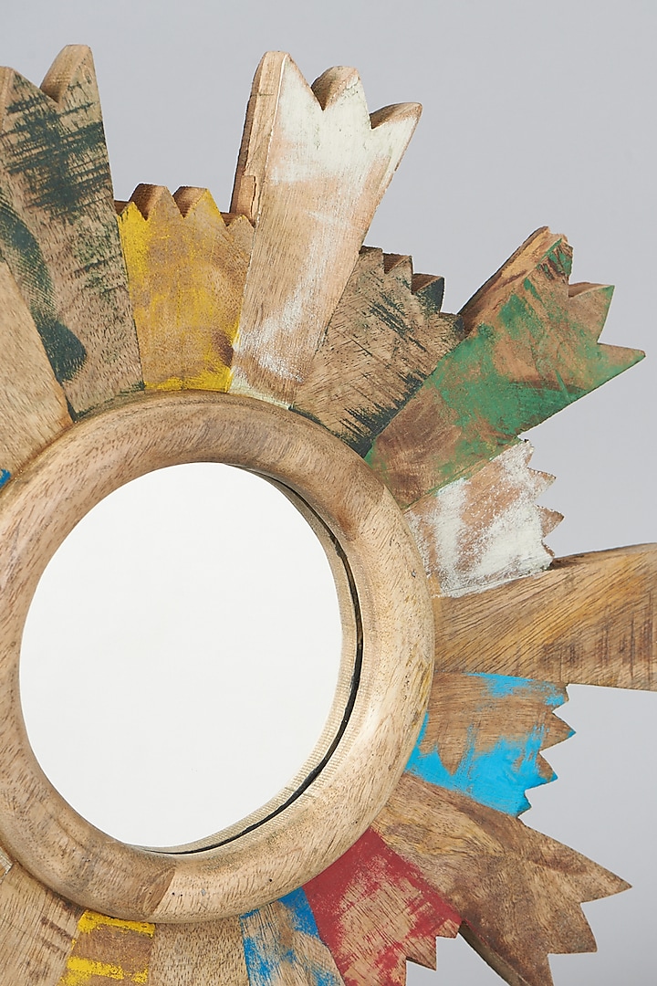 Multi-Colored Circular Wood Wall Mirror by Artisans Rose at Pernia's Pop Up Shop