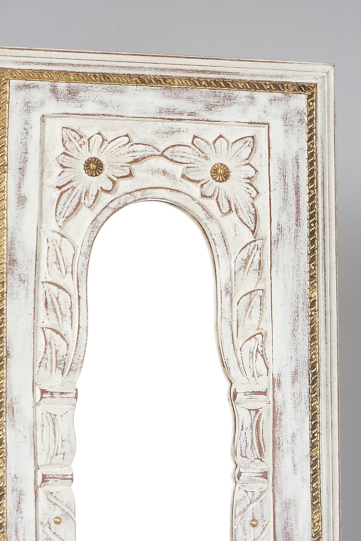 White Mango Wood Wall Mirror by Artisans Rose at Pernia's Pop Up Shop