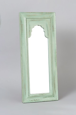 Light Green Mango Wood Wall Mirror by Artisans Rose