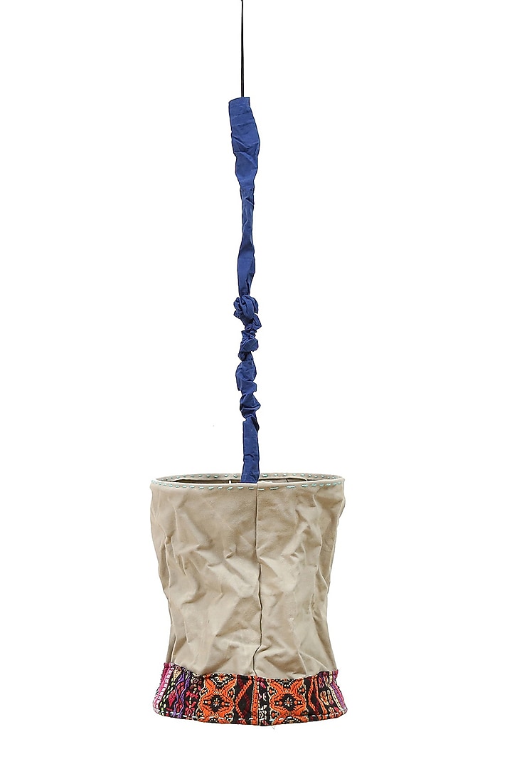 Off-White Canvas Pendant Lamp by Artisans Rose at Pernia's Pop Up Shop