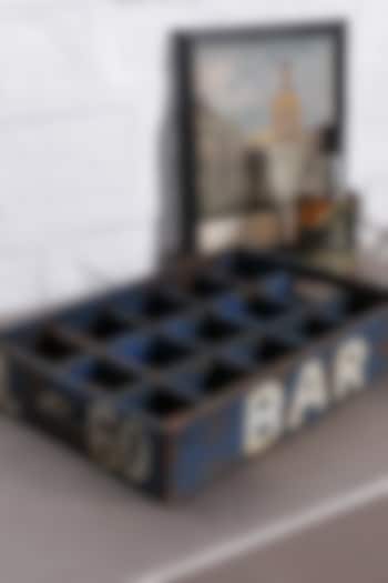 Blue Reclaimed Wood Segmented Tray by Artisans Rose at Pernia's Pop Up Shop