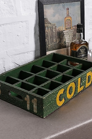 Green Reclaimed Wood Segmented Crate by Artisans Rose
