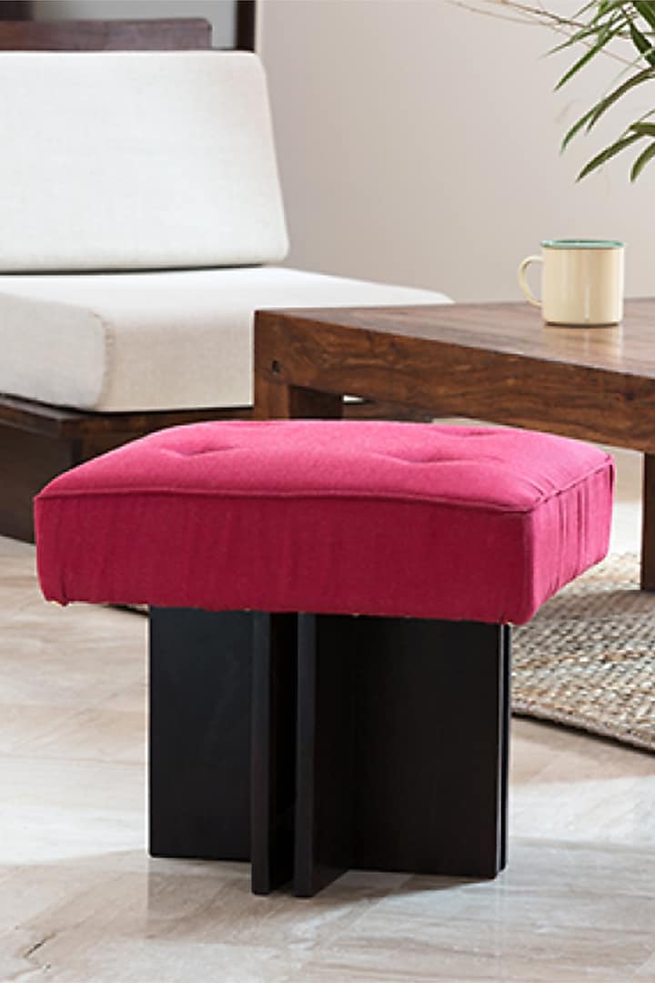 Pink Canvas Pouffe by Artisans Rose at Pernia's Pop Up Shop