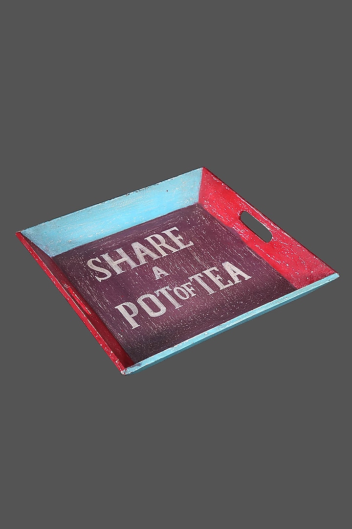 Multi-Colored Wood Vintage Tray by Artisans Rose at Pernia's Pop Up Shop