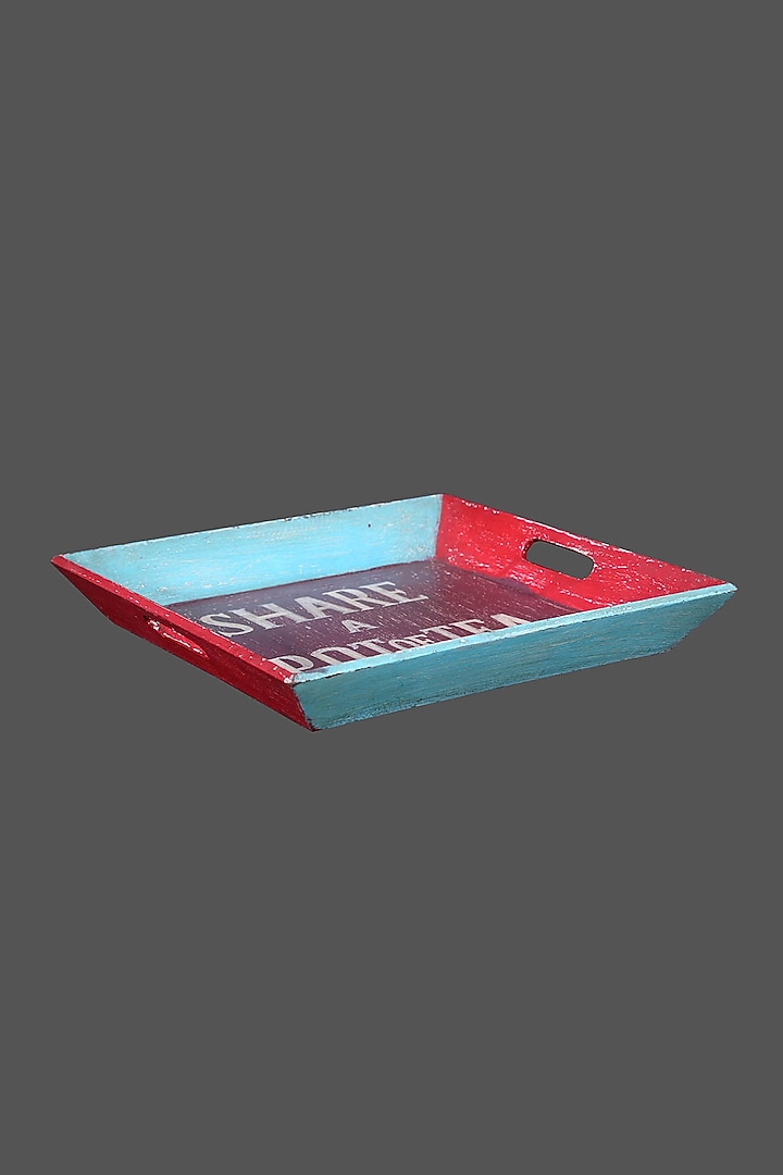 Multi-Colored Wood Vintage Tray by Artisans Rose at Pernia's Pop Up Shop