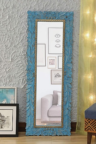 Blue Mangowood Mirror by Artisans Rose