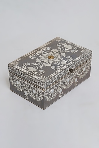 Grey & White Mangowood Box by Artisans Rose