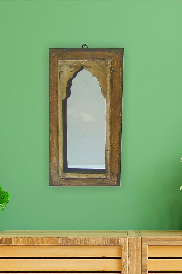 Brown Wood & Glass Mirror by Artisans Rose