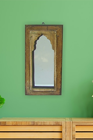 Brown Wood & Glass Mirror by Artisans Rose