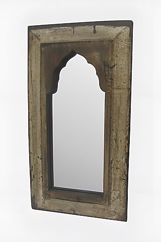 Cream & Brown Wooden Mirror by Artisans Rose
