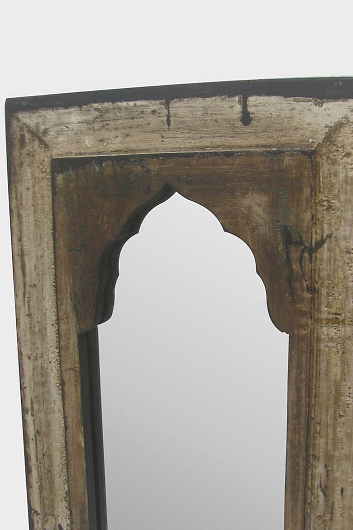 Cream & Brown Wooden Mirror by Artisans Rose at Pernia's Pop Up Shop