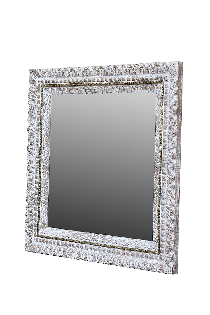 White MDF & Glass Mirror by Artisans Rose at Pernia's Pop Up Shop