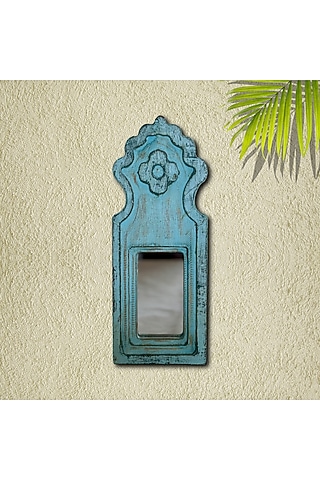Blue Recycle Wood Mirror by Artisans Rose