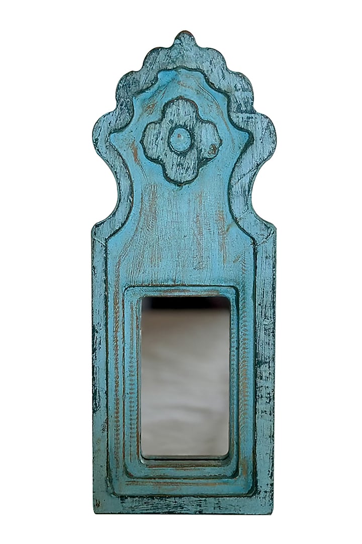 Blue Recycle Wood Mirror by Artisans Rose at Pernia's Pop Up Shop