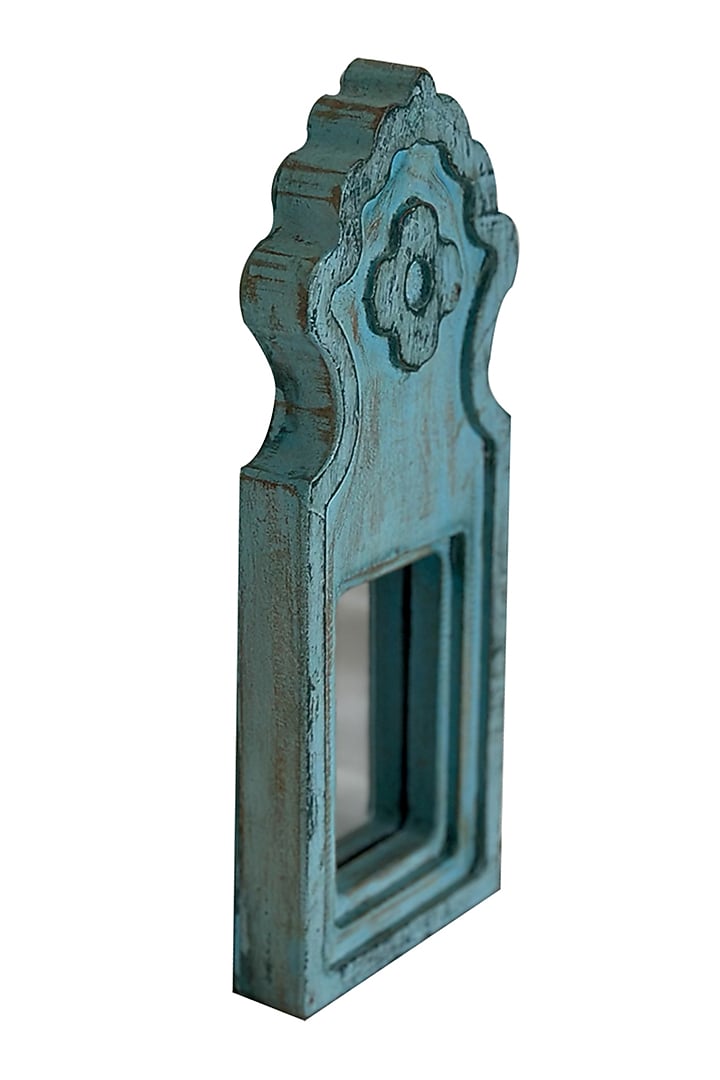 Blue Recycle Wood Mirror by Artisans Rose at Pernia's Pop Up Shop