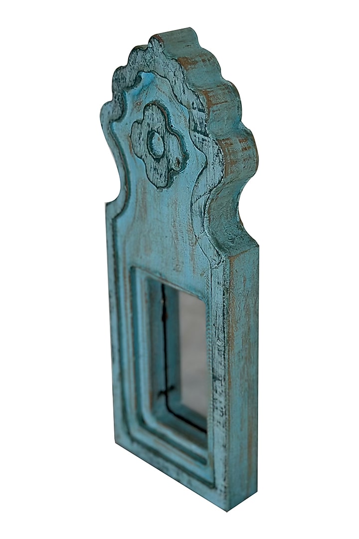 Blue Recycle Wood Mirror by Artisans Rose at Pernia's Pop Up Shop