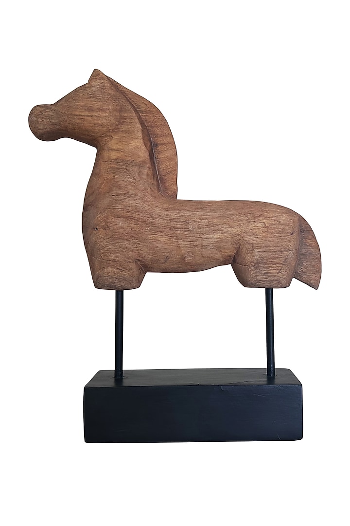 Brown Wood & Metal Horse Figurine by Artisans Rose at Pernia's Pop Up Shop