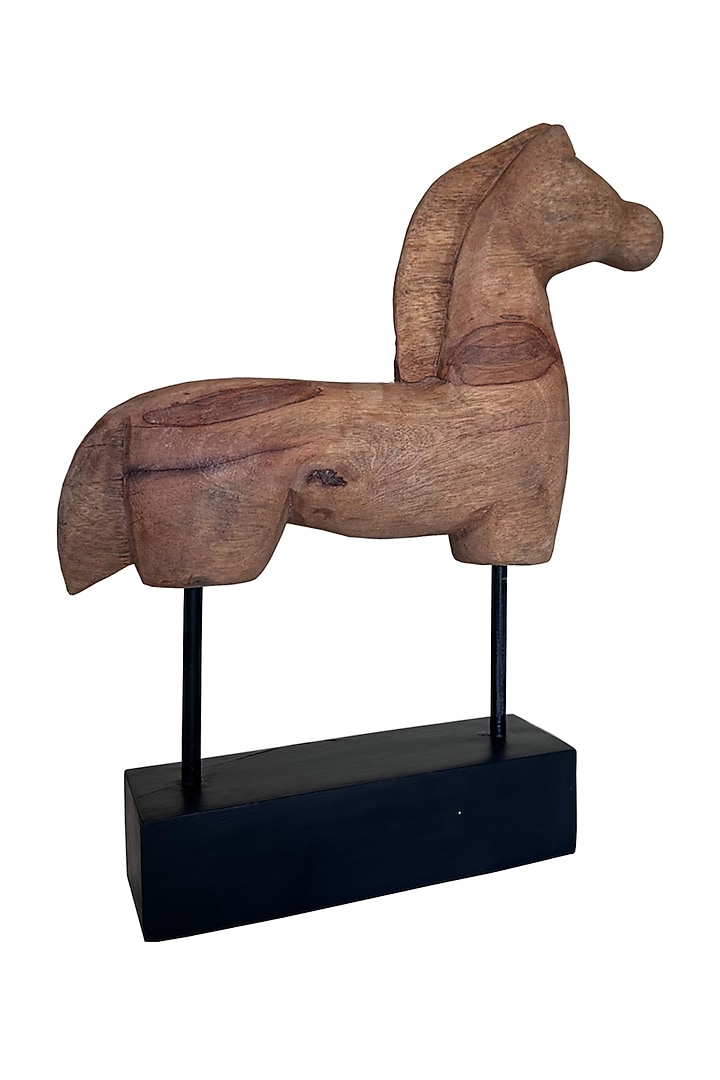 Brown Wood & Metal Horse Figurine by Artisans Rose at Pernia's Pop Up Shop