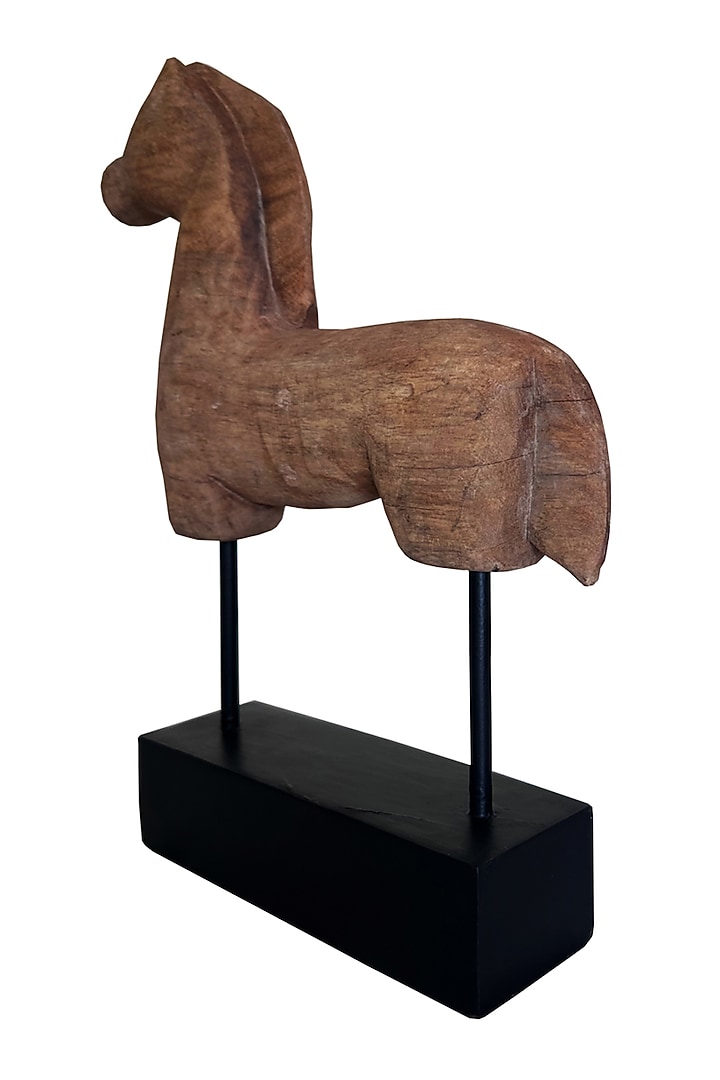 Brown Wood & Metal Horse Figurine by Artisans Rose at Pernia's Pop Up Shop