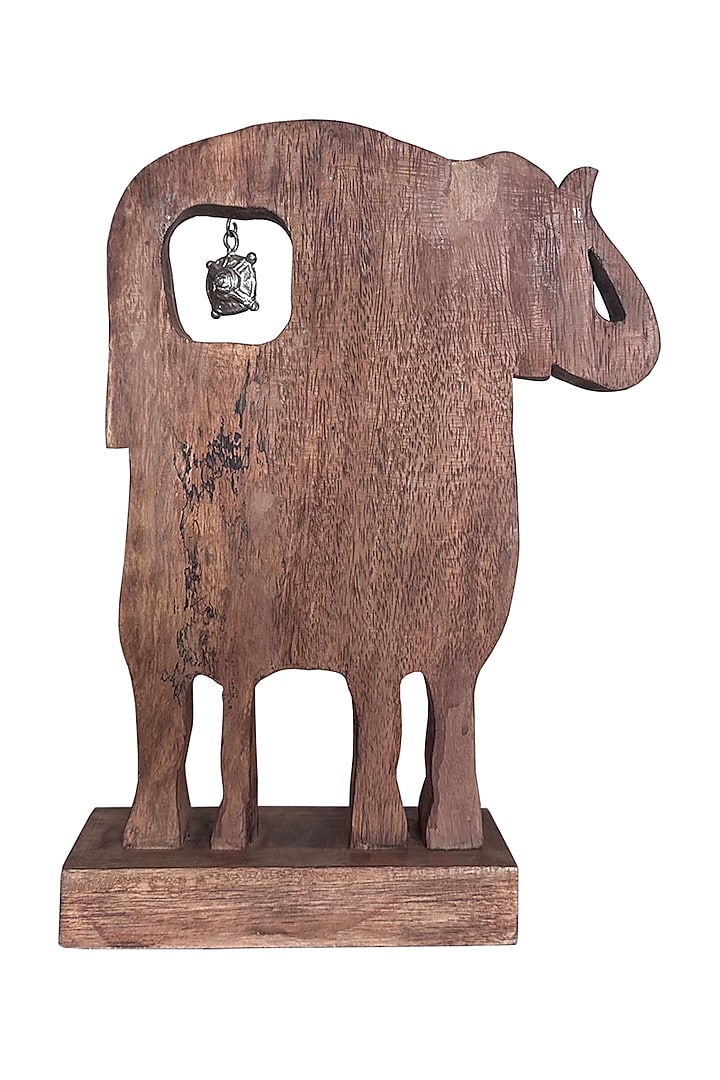 Silver Wood & Silver Motifs Handcrafted Elephant Sculpture by Artisans Rose at Pernia's Pop Up Shop