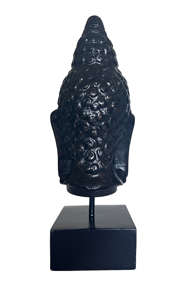 Black Wood & Metal Handcrafted Buddha Head Sculpture by Artisans Rose at Pernia's Pop Up Shop