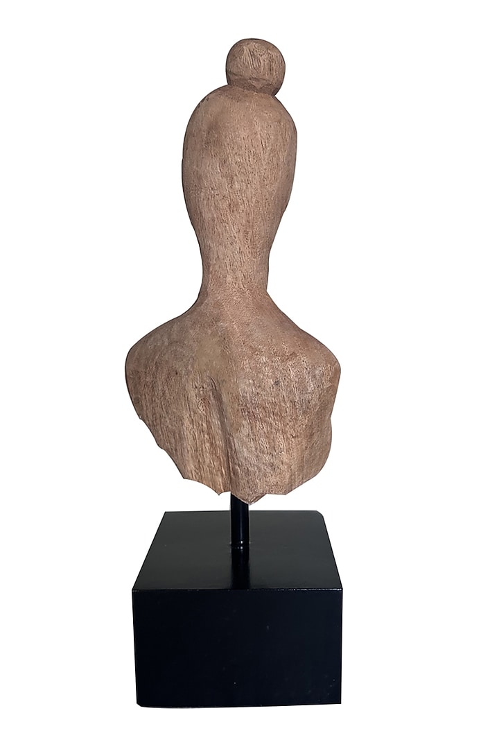 Brown Wood & Metal Lady Bust Sculpture by Artisans Rose at Pernia's Pop Up Shop