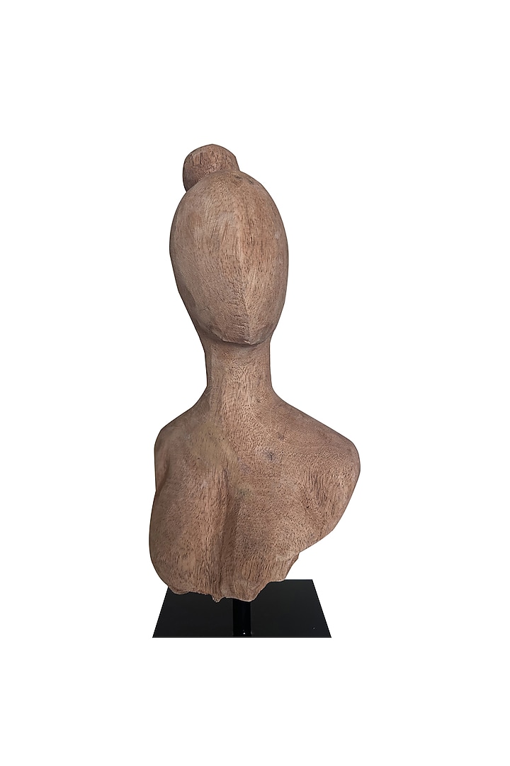Brown Wood & Metal Lady Bust Sculpture by Artisans Rose at Pernia's Pop Up Shop