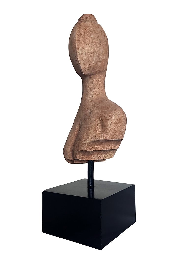 Brown Wood & Metal Lady Bust Sculpture by Artisans Rose at Pernia's Pop Up Shop